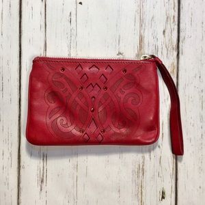 Cole Haan Red Jeweled Burnished Knotwork Wristlet